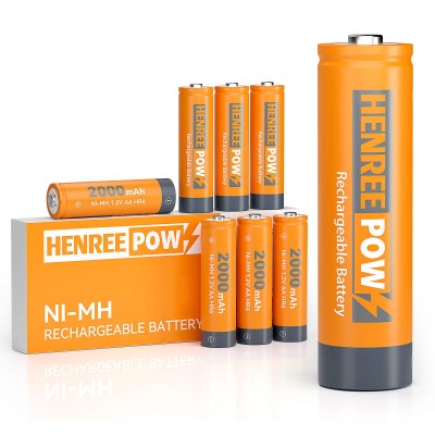 Henreepow AA 2000mAh 1.2V de alta capacidade Ni-MH Bateria recarregável