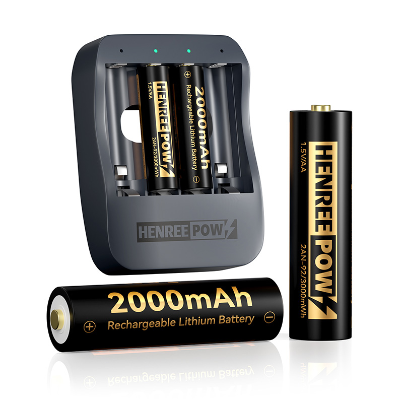 Henreepow AA 2000mAh 1.5V de alta capacidade de baterias de lítio