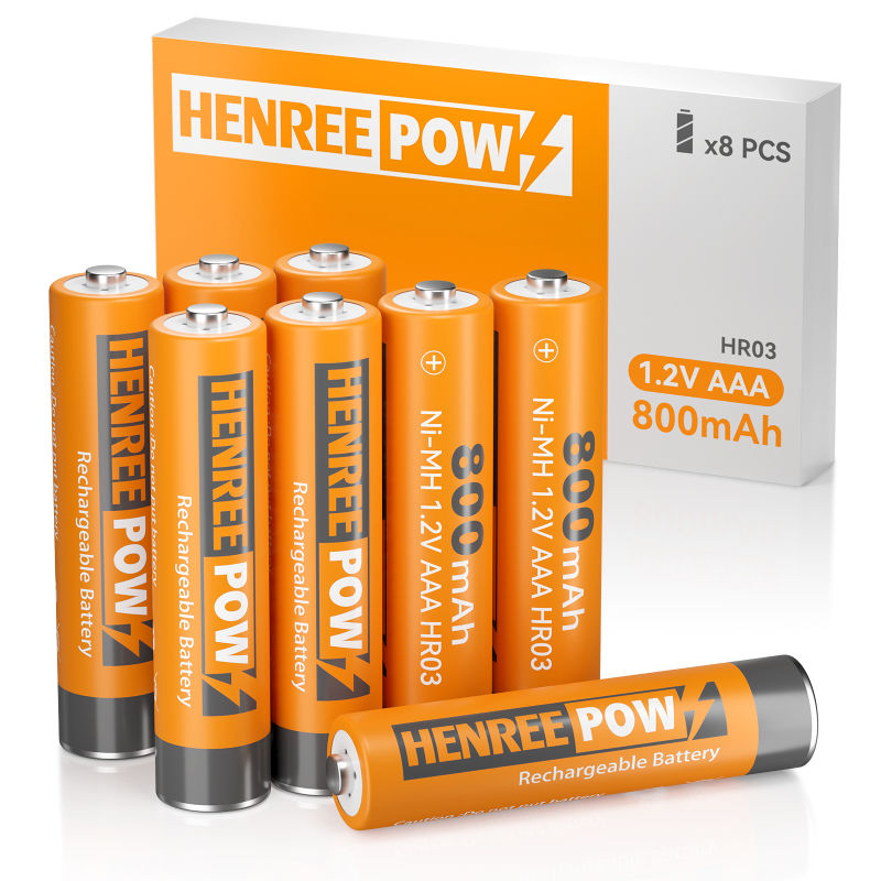 Henreepow AAA 800mAh 1.2V de alta capacidade Ni-MH Bateria recarregável