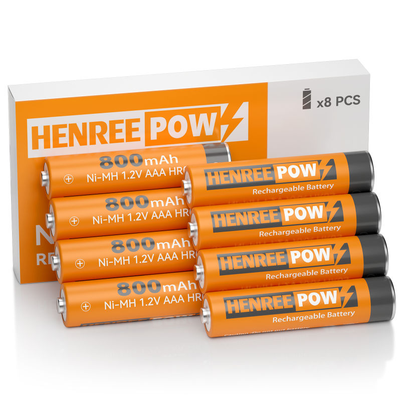 Henreepow AAA 800mAh 1.2V de alta capacidade Ni-MH Bateria recarregável